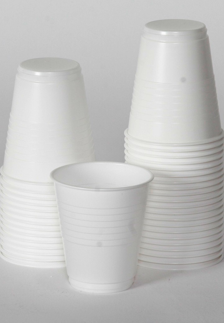 Plastic Disposable Cups 180ml White Carton of 1000 (20x50Sleeve)